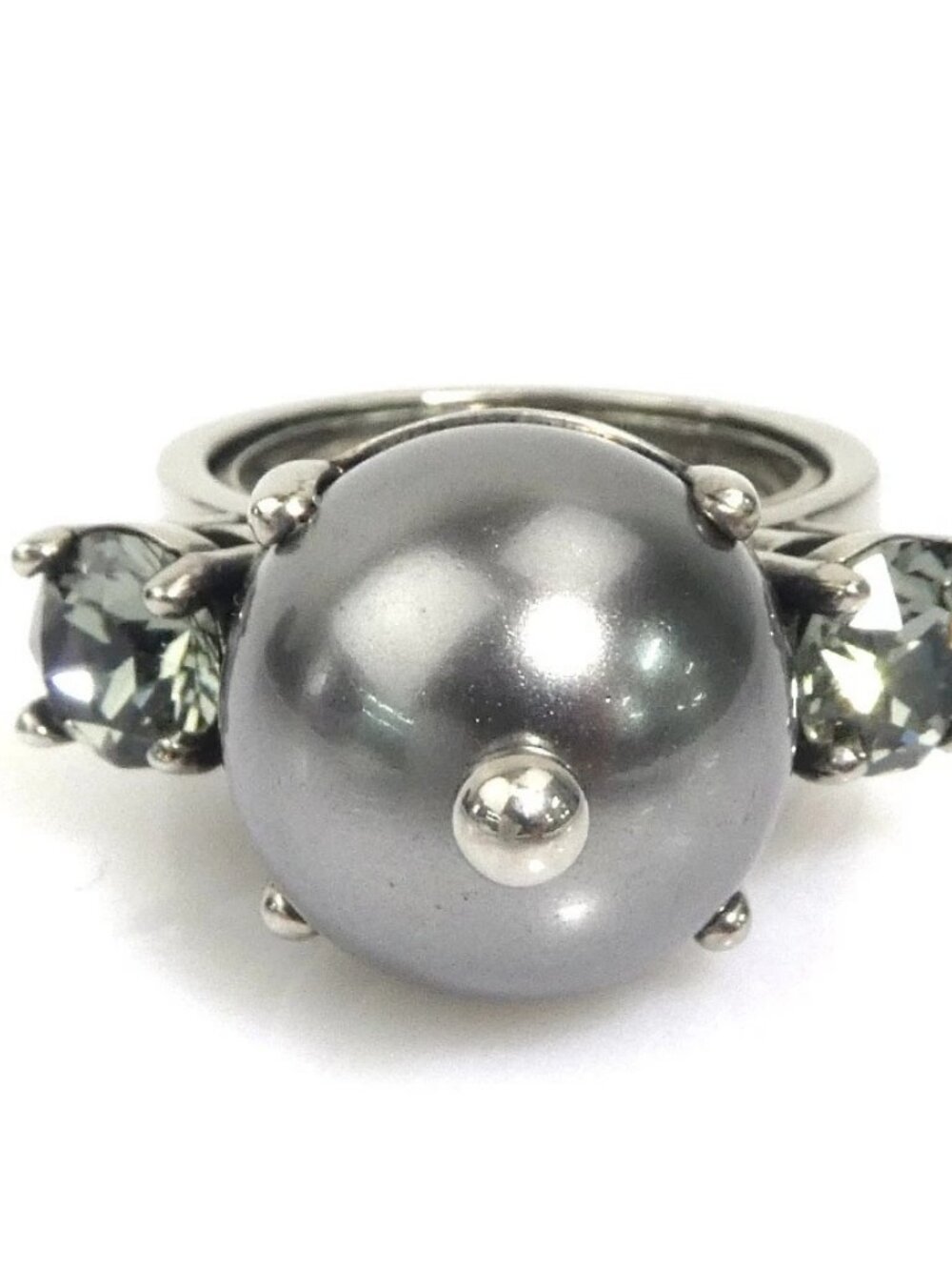 MIUMIU Ring Silver Metal/Faux Pearl -